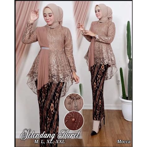 Jual Setelan Kebaya Aurora Selendang Aurel Kebaya Blouse Selendang