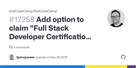 Add Option To Claim Full Stack Developer Certification To Options