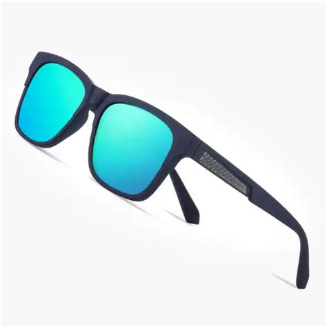 New Tr90 Ultra Light Carbon Fiber Casual Sunglasses For Men Women Blue Frame Uv400 Lenses