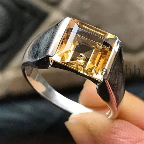 Sale Natural Citrine Gemstone Ring Solid 925 Sterling Etsy