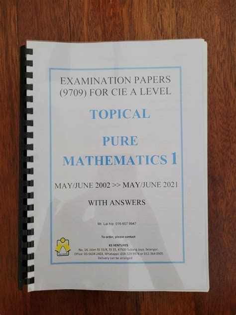 A Level Mathematics Topical Cie Past Years 9709 Hobbies And Toys Books And Magazines Assessment