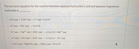 Ionic Equation Of Magnesium And Hydrochloric Acid