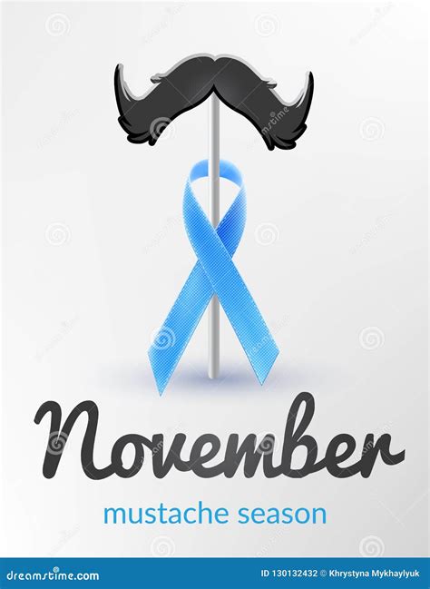 Prostate Cancer Awareness Blue Ribbon Month November Stock Vector