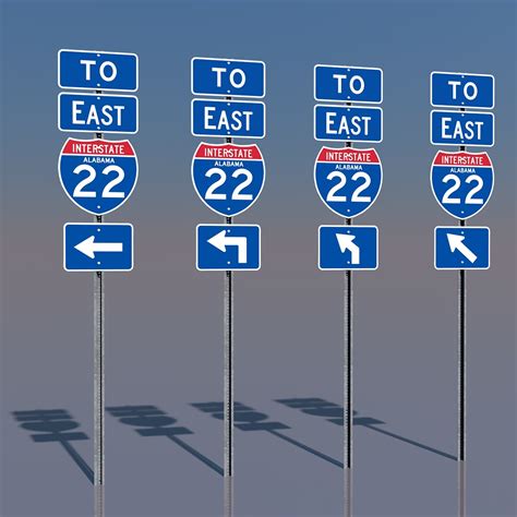 Interstate 22 Signs Alabama 3d C4d