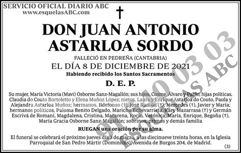 Juan Antonio Astarloa Sordo ESQUELAS ABC