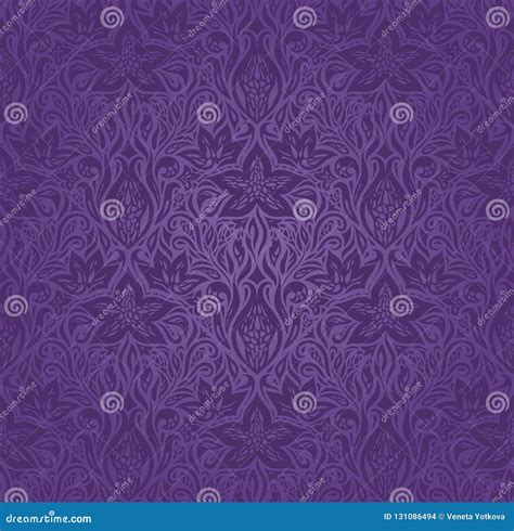 Violet Purple Vintage Seamless Pattern Stock Vector Illustration Of