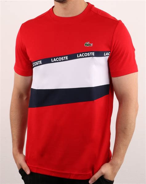 Lacoste Stripe Block T Shirt In Red 80s Casual Classics