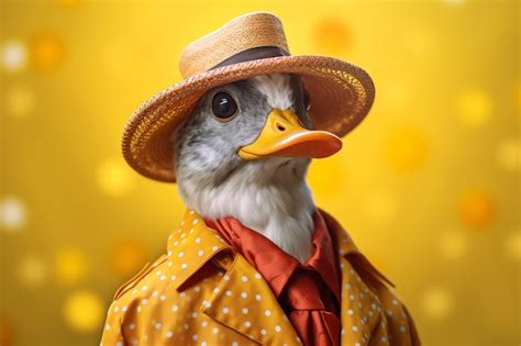 Premium Photo | A duck wearing a hat and coat