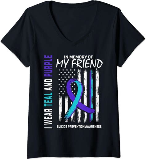 Womens In Memory Friend Suicide Awareness Prevention American Flag V