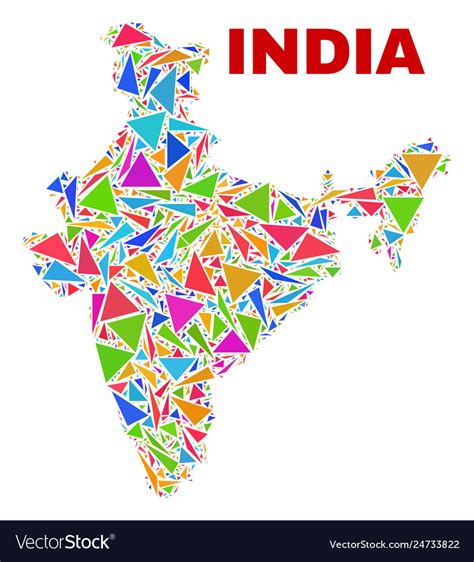 India Map Mosaic Of Color Triangles Royalty Free Vector