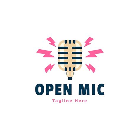 Free Vector Flat Design Open Mic Logo