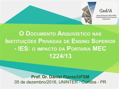 PDF O DOCUMENTO ARQUIVÍSTICO NAS INSTITUIÇÕES PRIVADAS DE ENSINO