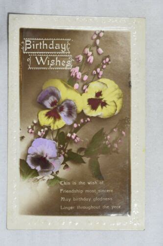 Postcard Birthday Wishes Flowers Poem Posted Postmark 1922 North