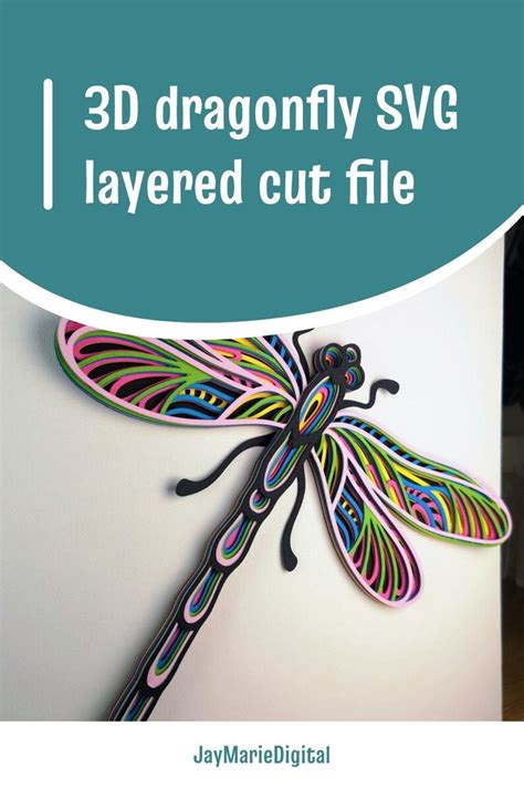 3d Dragonfly Svg Layered Dragonfly Svg Dragonfly Svg File Multi