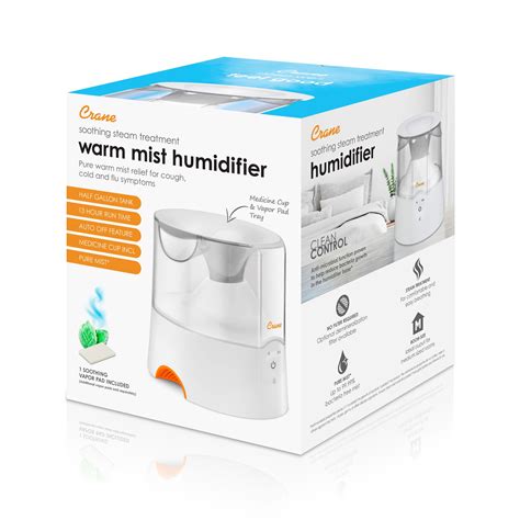 Crane Warm Mist Humidifier 0 5 Gallon Pure Mist Air Humidifier For Home Bedroom And Office