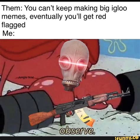 Them: You can’t keep making big igloo memes, eventually you’ll get red ﬂagged Me: - iFunny