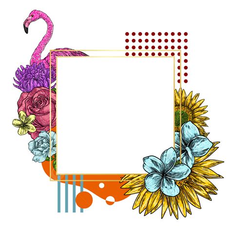 Flamingo And Flowers Frame Illustration Free Download Hand Drawn Vector