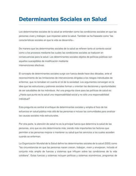 Determinantes Sociales De La Salud Ensaludyconocimiento UDocz