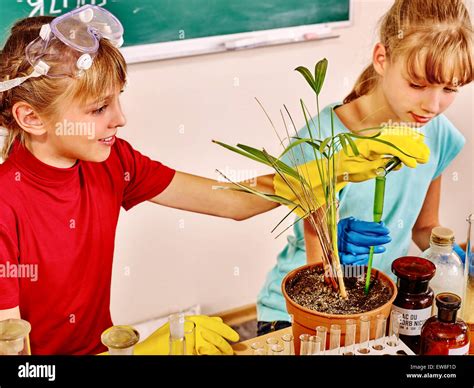 Kids In Biology Class Stock Photo Alamy