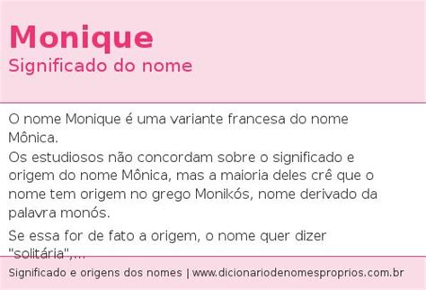 Qual Significado Do Nome Monique - monique | Significados dos nomes, Nomes, Nome para filhos