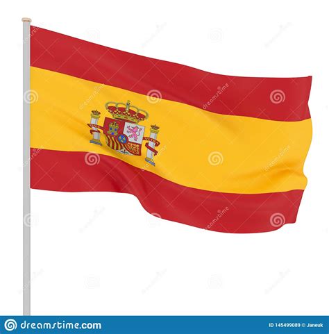 Bandera De Espaa Que Sopla En El Viento Textura Del Fondo E Aislado En