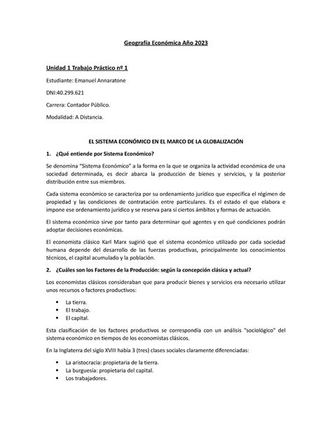 Geografía Económica Año 2023 tp 1 Geografía Económica Año 2023