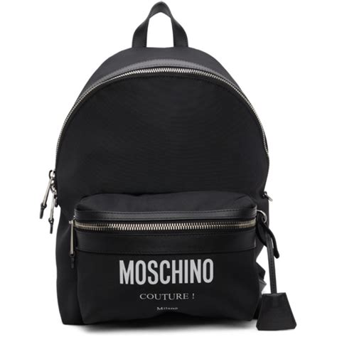 Moschino Metallic Effect Logo Nylon Backpack In Black In A Black