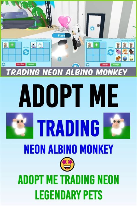 Adopt Me Trading Neon Albino Monkey Adopt Me Trading Neon Legendary Pets