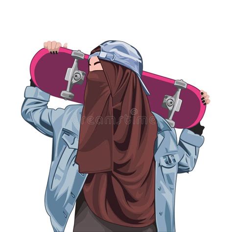 Hijab Girl Holding Flowers On Ramadan Vector Illustration Stock Vector