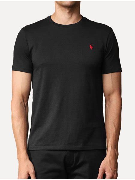 Camiseta Ralph Lauren Masculina Custom Slim Fit Preta Secret Outlet