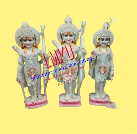 Multicolor Painted Marble Ram Darbar Statue For Worship Size Inch