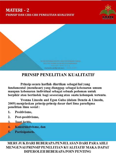 Materi 2 Prinsip Dan Ciri Ciri Penelitian Kualitatif Pdf