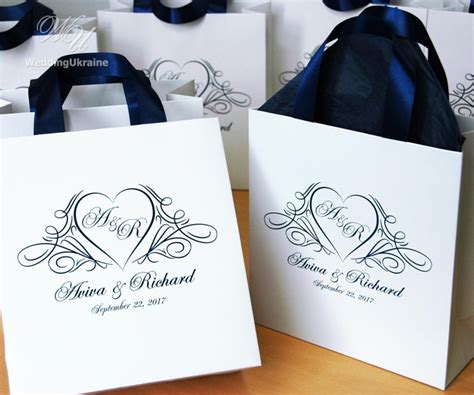 Navy Blue Wedding Welcome Bags With Satin Ribbon And Your Etsy