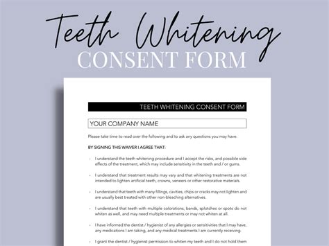 Teeth Whitening Consent Form Teeth Whitening Waiver Teeth Whitening Consent Teeth Whitening