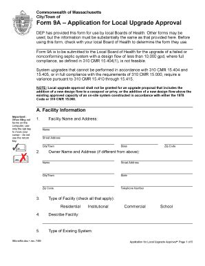 Fillable Online Form 9A Application For Local Upgrade Approval Fax