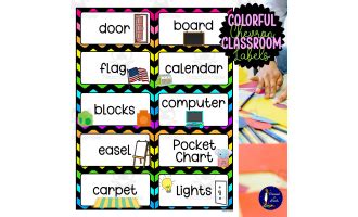 Colorful Classroom Labels by Teach Simple