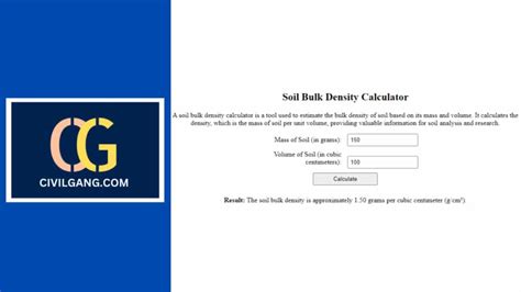 Soil Bulk Density Calculator Civilgang