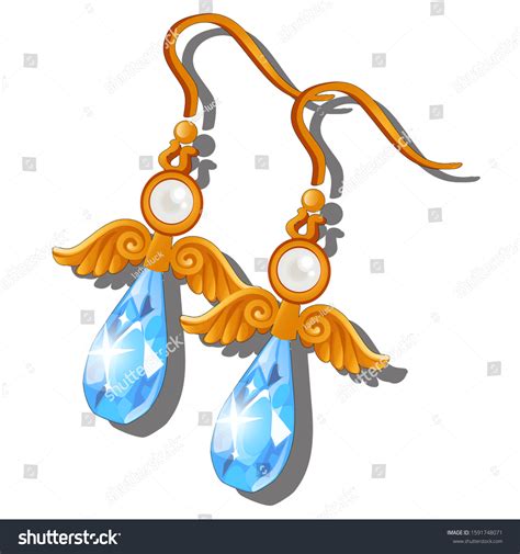 Gold Earrings Diamonds Wings Isolated On Stock Vector Royalty Free