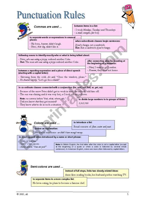 Punctuation Rules Pdf Printable