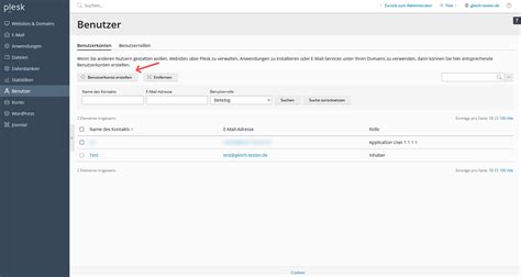 Weiteres Benutzerkonto für ein Plesk Abonnement anlegen