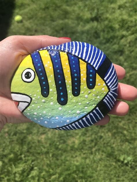 Stunning Fish Painted Rock Fish Painting Turtle Painted Rocks