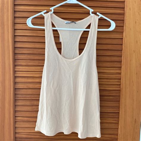 Zara Tops Zara Nude Racerback Ribbed Tank Top Poshmark