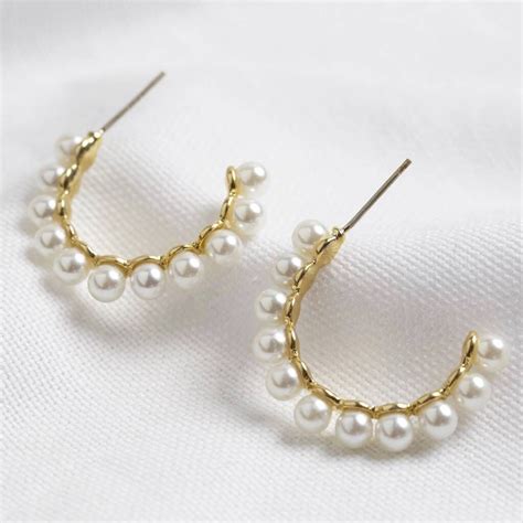 Gold Hoop Earrings With Pearl Drop