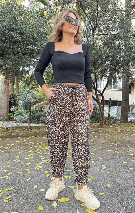 Leopar Desen Beli Lastikli Pantolon Tl