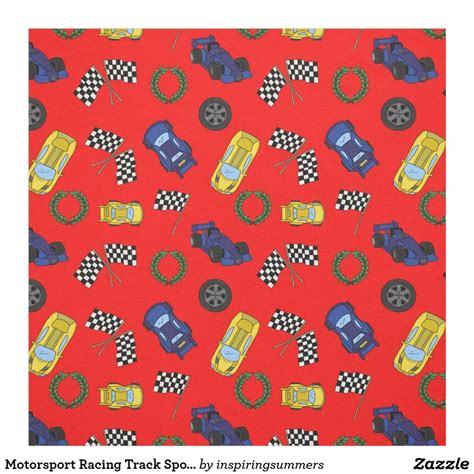 Motorsport Racing Track Sports Cars On Red Fabric Red Fabric