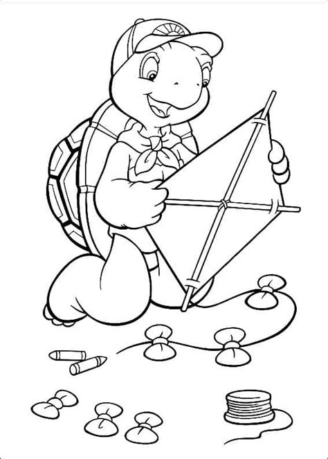 Coloriage Franklin et un Cerf volant télécharger et imprimer gratuit