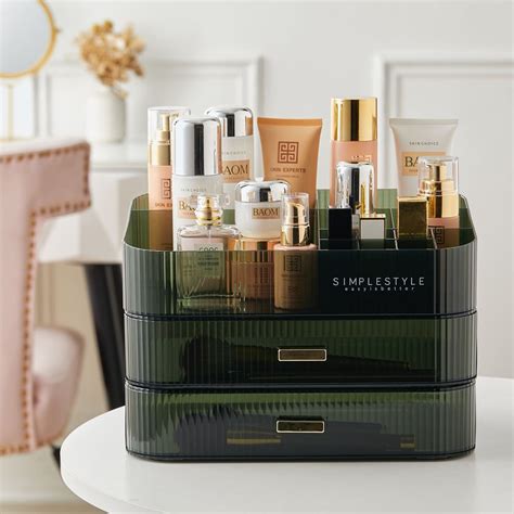 Desktop Plastic Makeup Cosmetic Organizer With Drawers In