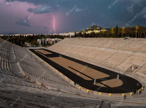 Premium Photo | View of ancient stadium of first Olympic Games in white ...