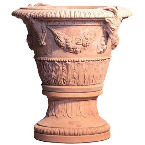 Pot With Coat Of Arms And Goats Poggi Ugo Terracotta Impruneta