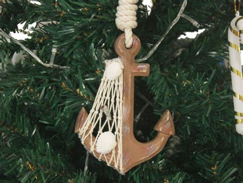 Wholesale Wooden Rustic Decorative Anchor Christmas Tree Ornament